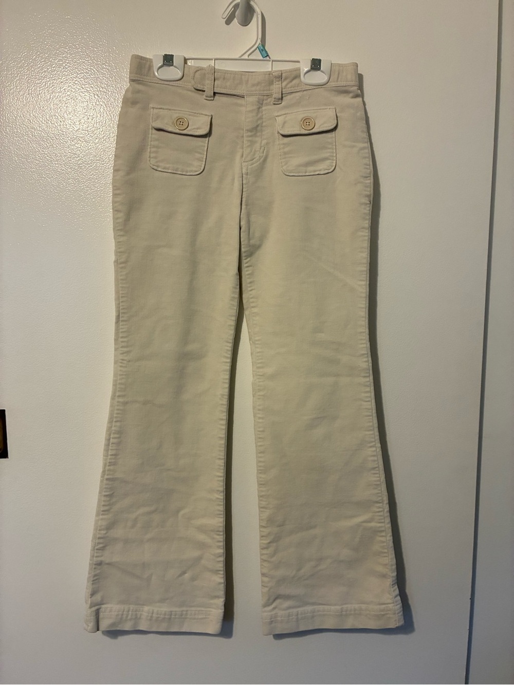 Old Navy Cream Boot Cut Pants with Front Flap Pockets